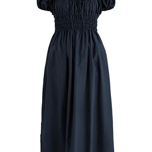 Faithfull the Brand Navy Silk and Cotton Maxi Dress